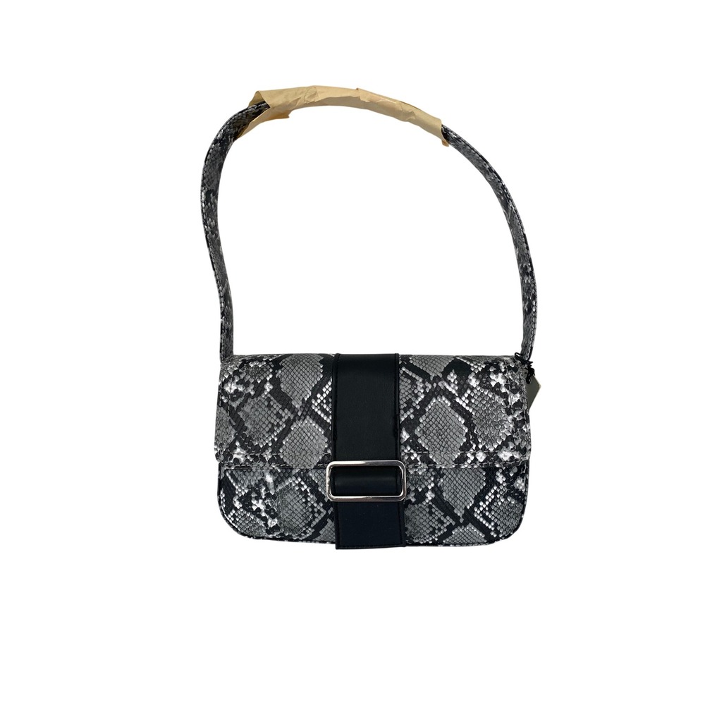 Loume Snakeskin Baguette Shoulder Bag Womens OS Grey Black NEW Animal Print